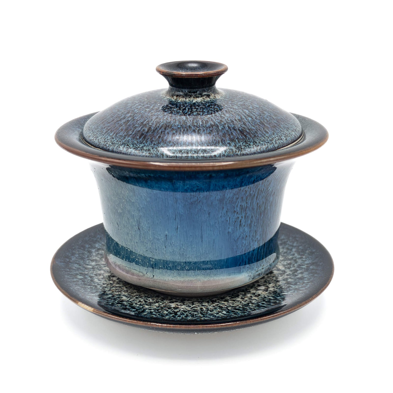 Galaxy Huaning Gaiwan side view showing glaze variation and traditional gaiwan shape