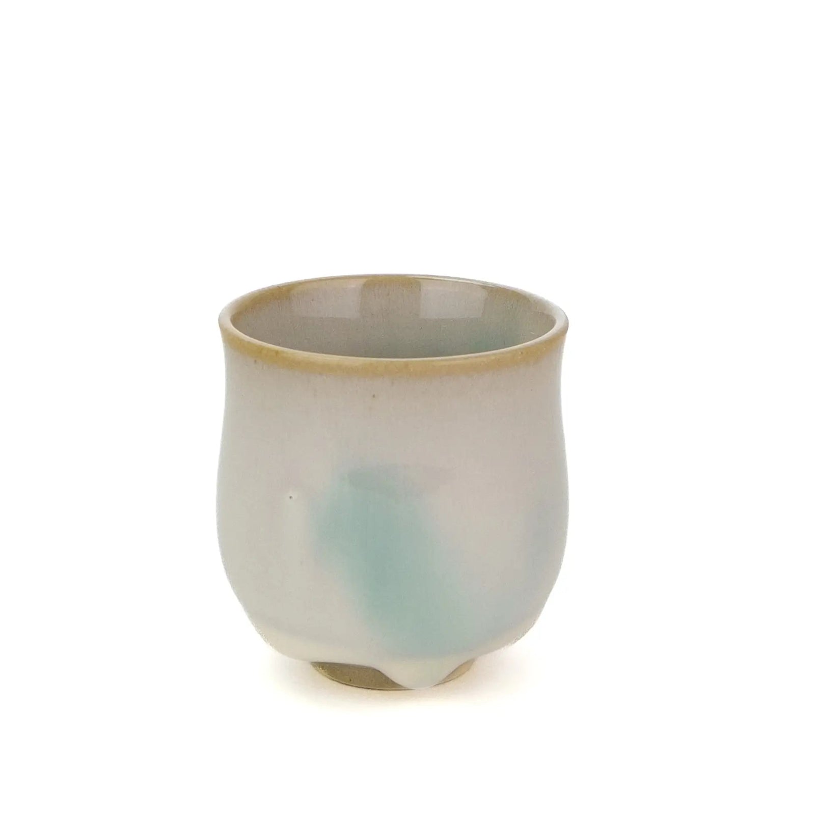 Huaning Pottery Handmade Gong Fu Tea Cup - White Cup with a bit of Blue in the glaze