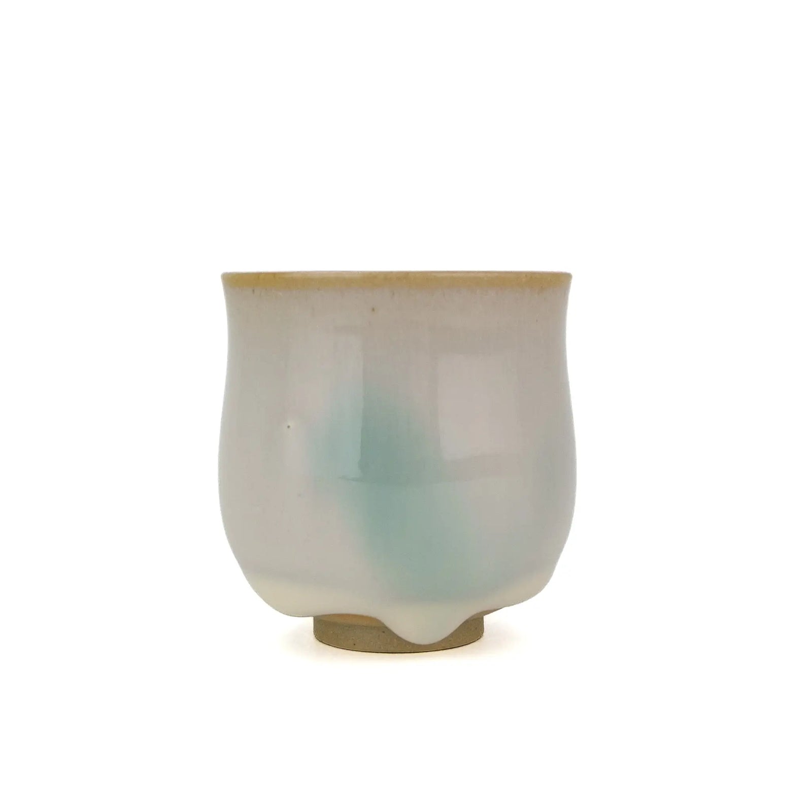 Huaning Pottery Handmade Gong Fu Tea Cup - White Cup with a bit of Blue in the glaze