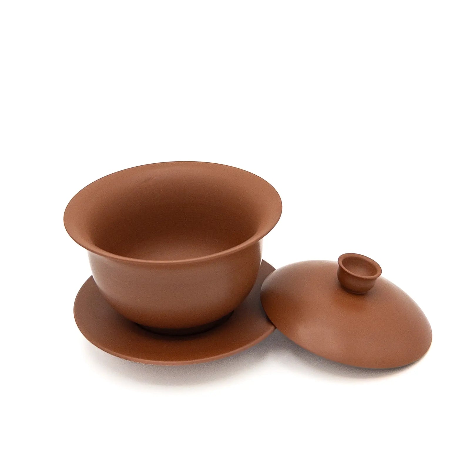 Jianshui Pottery Red Gaiwan - Lid Off