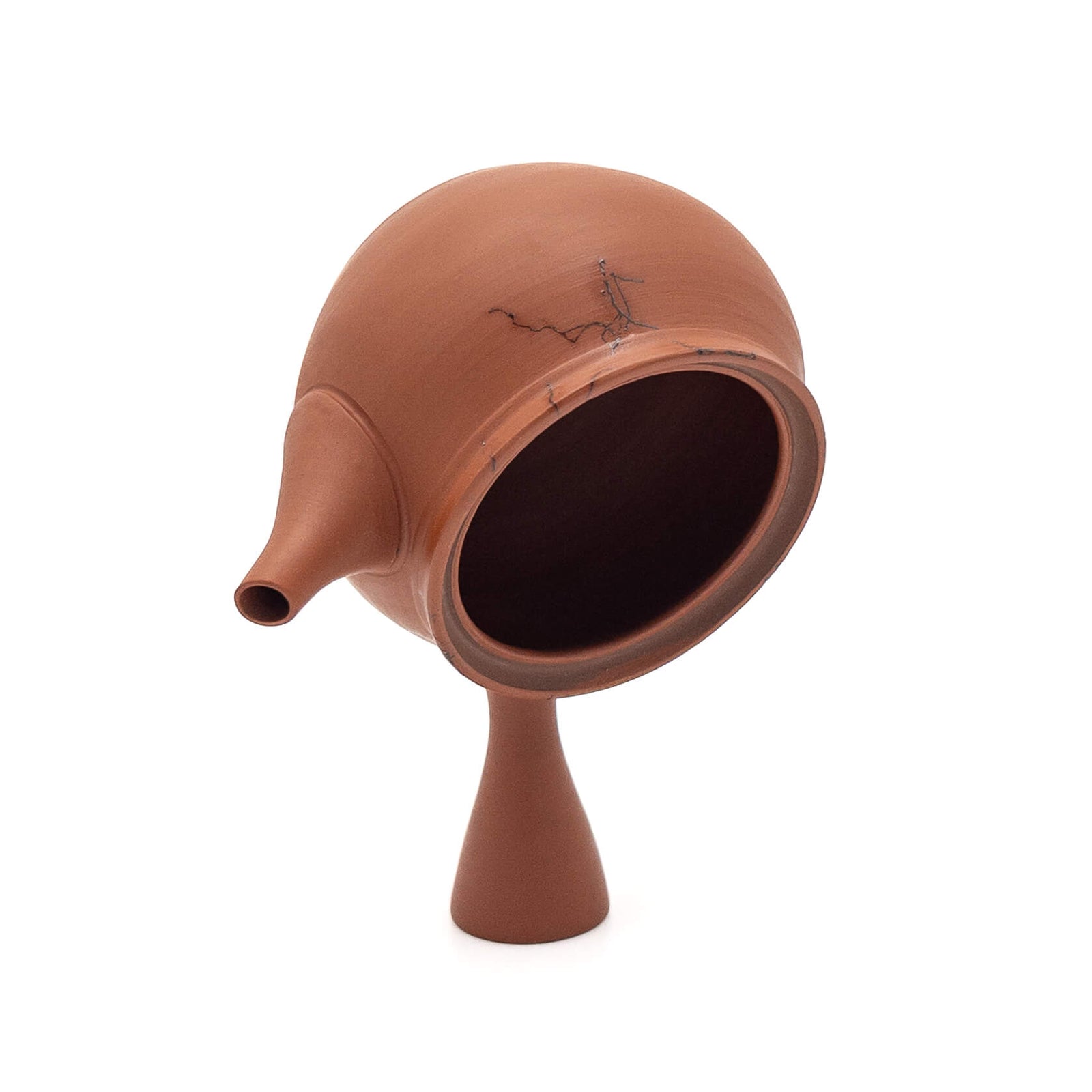 Japanese Tokoname Shudei Clay teapot on a white background