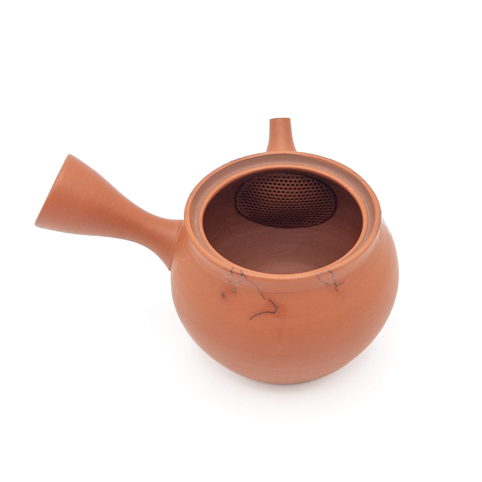 Japanese Tokoname Shudei Clay teapot on a white background