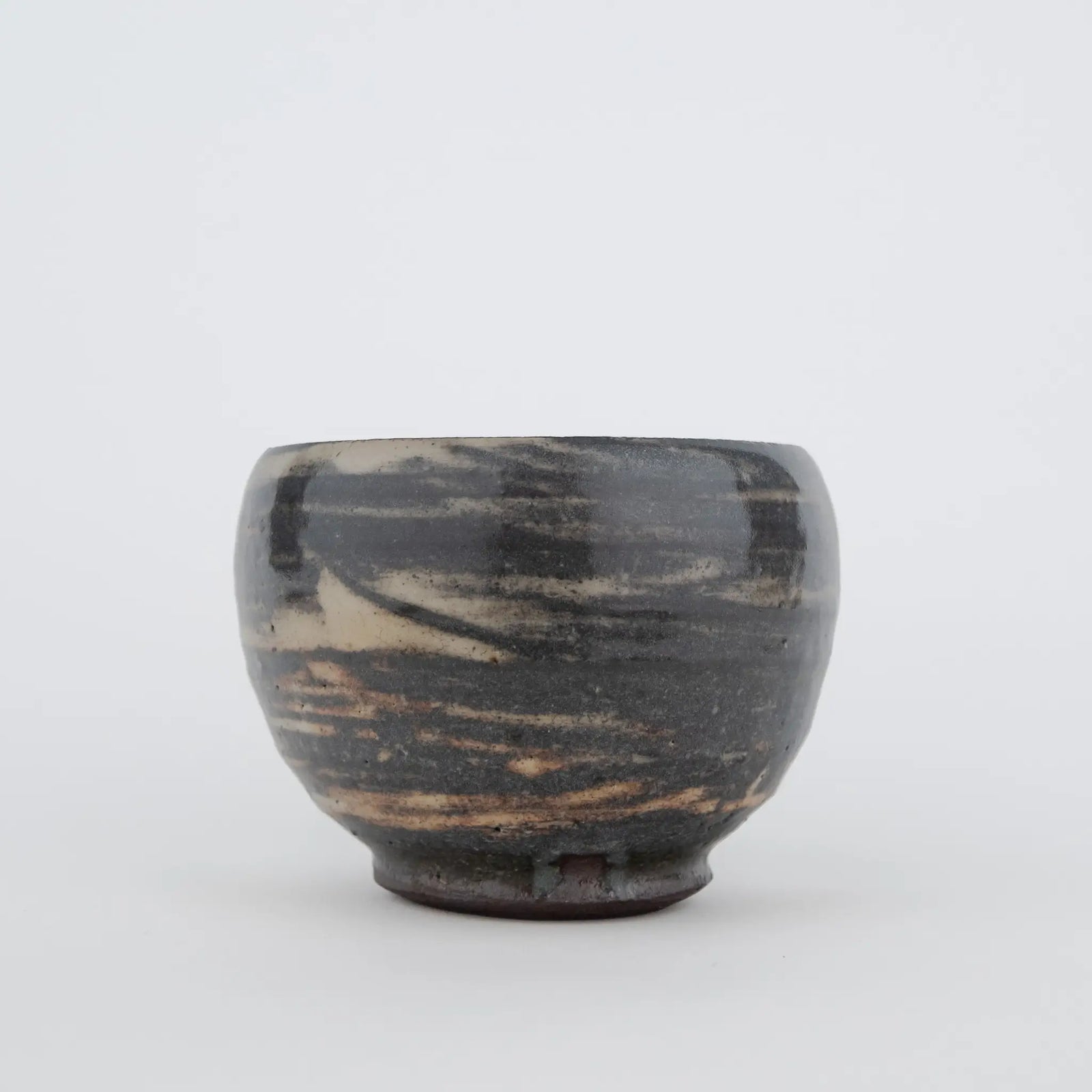 Handmade Tea Cup, grey with white swirl pattern