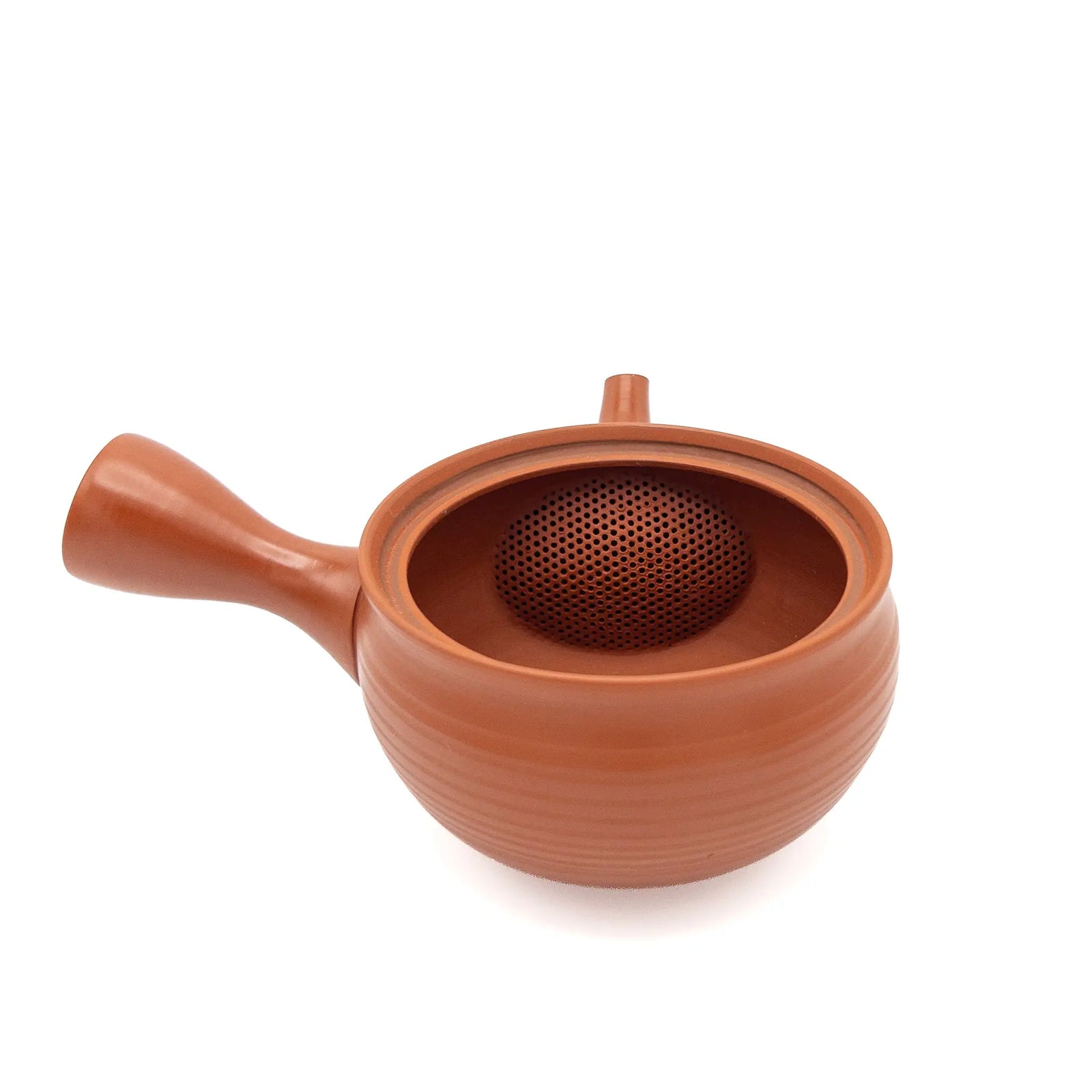 Red Tokoname Kyusu Japanese Teapot on a white background