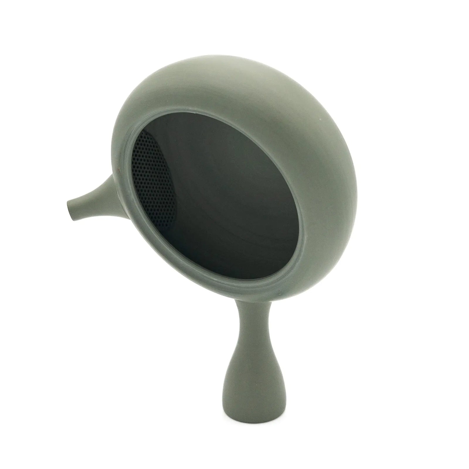 Green teapot on a white background