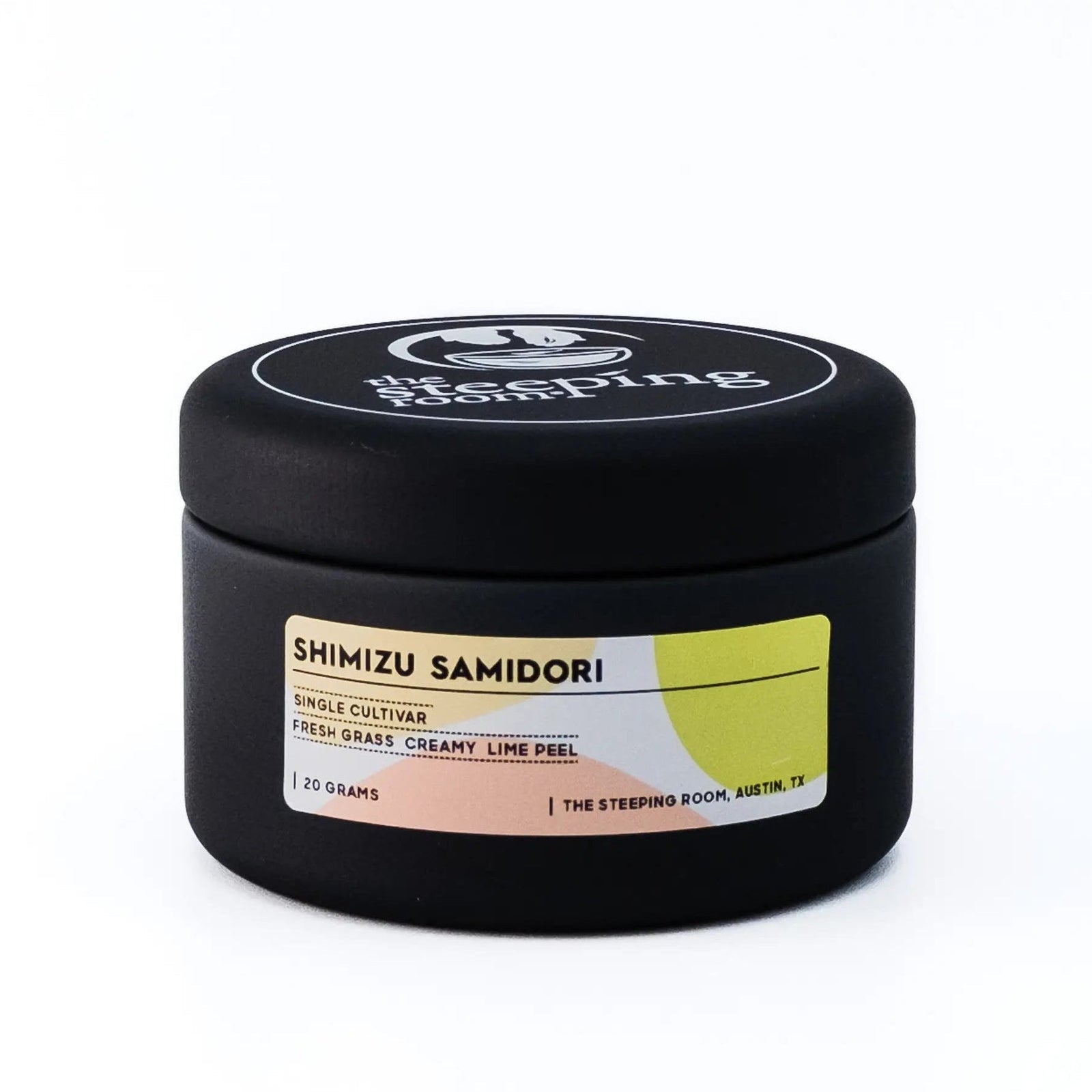 Black tin of Shimizu Samidori Single Cultivar on a white background