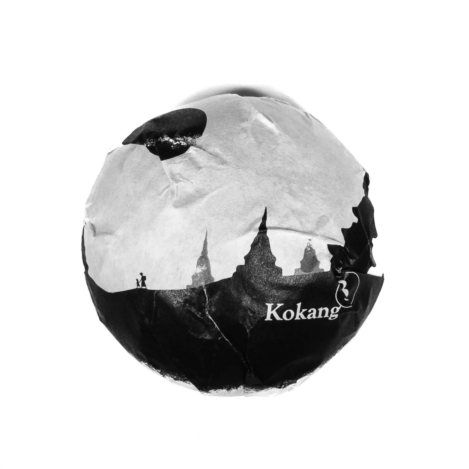 Black and White package of 2023 Kokang Myanmar Ripe Puerh on a white background