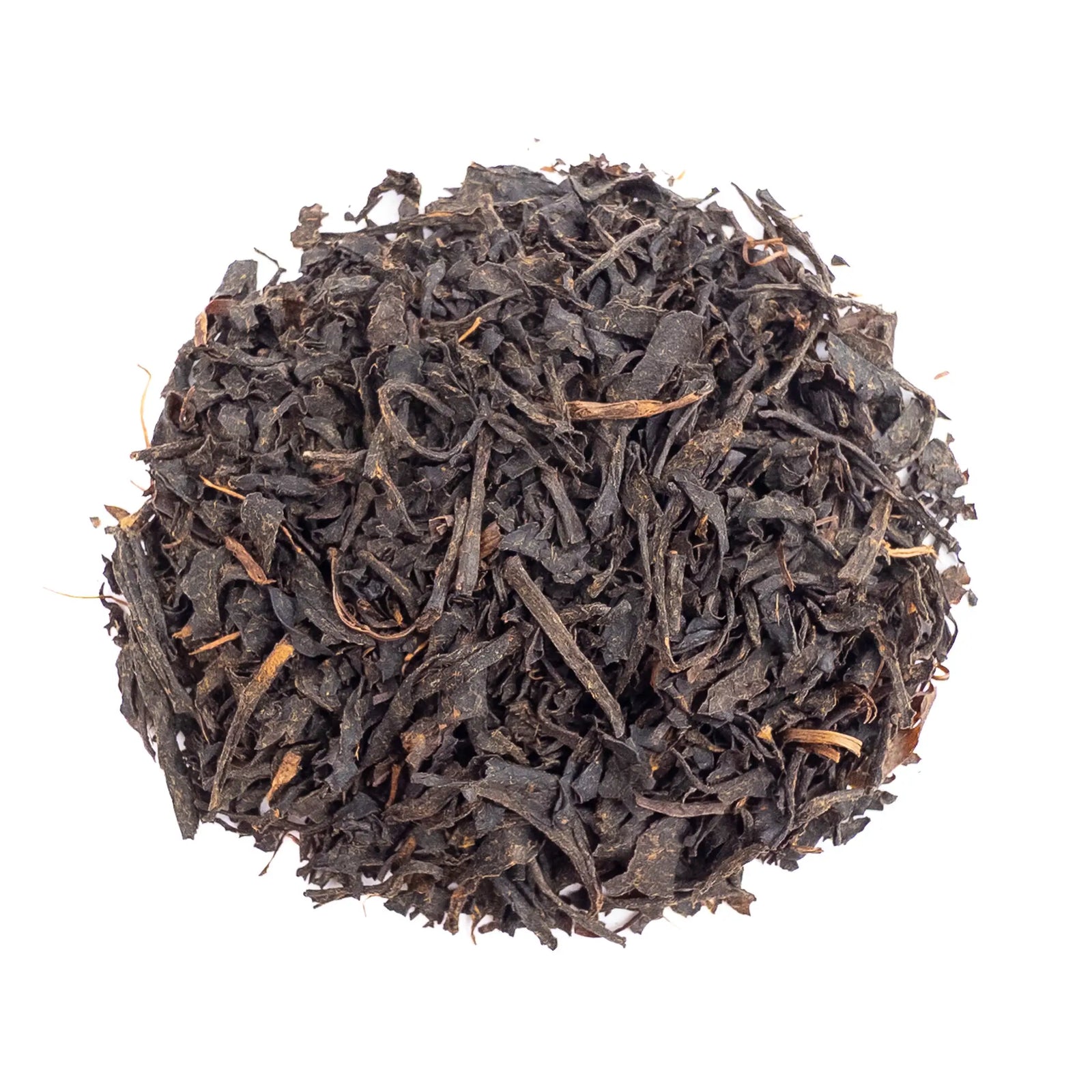 Benihikari 2nd Flush Black Tea from Kumaen - dry tea leaves on a white background