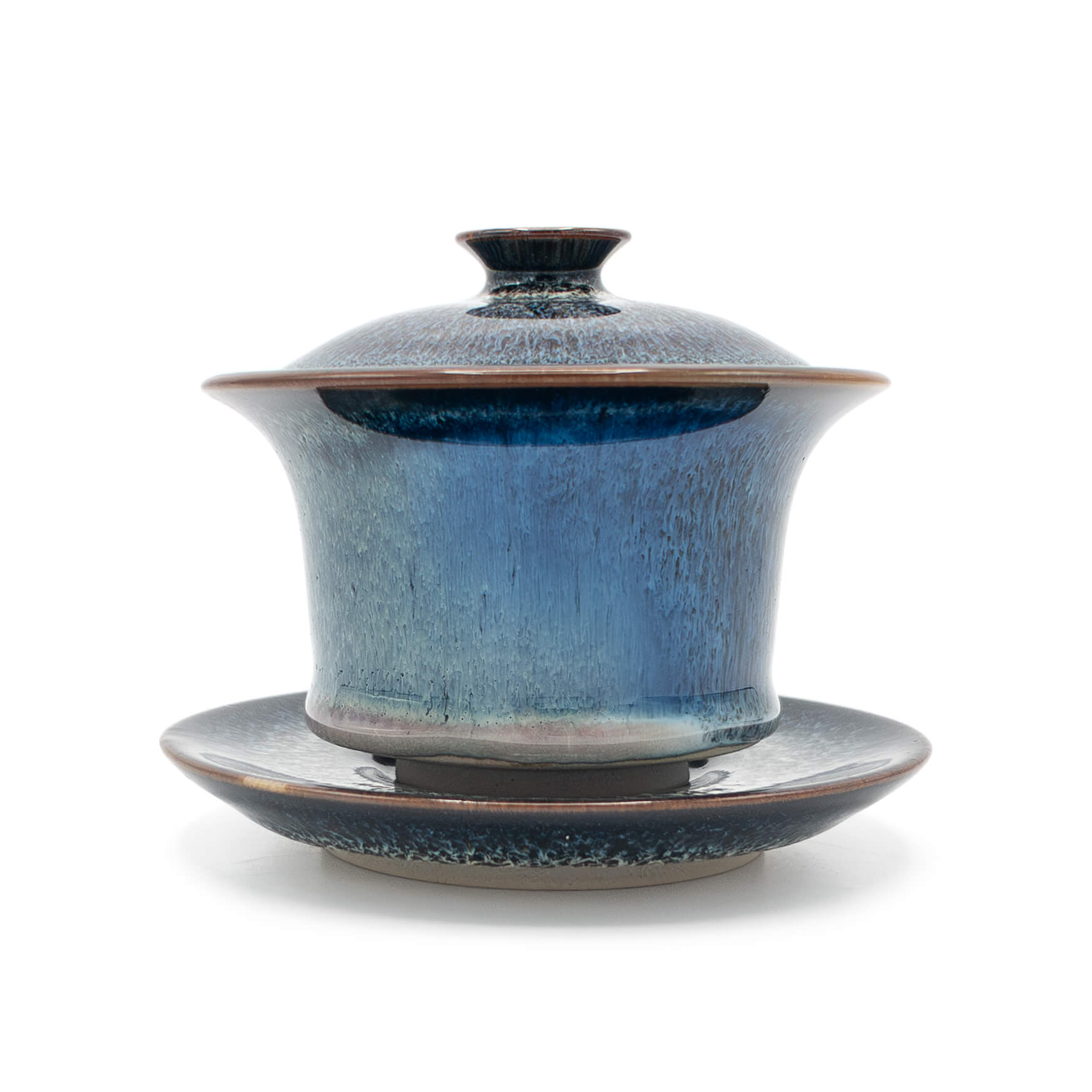 Galaxy Huaning Gaiwan side view showing glaze variation and traditional gaiwan shape