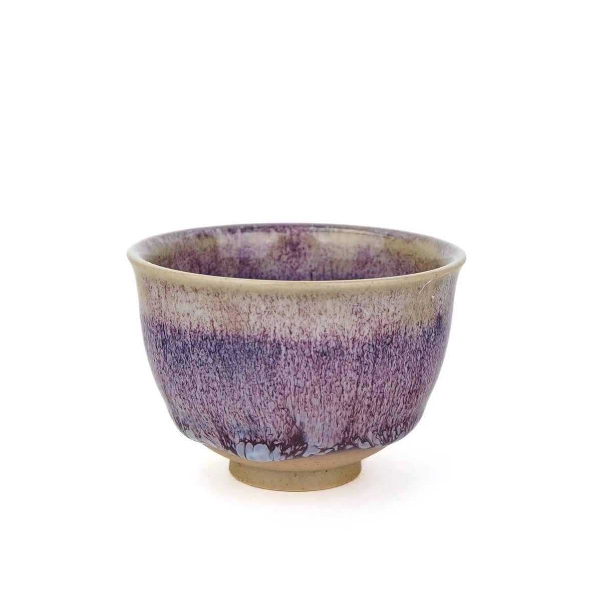 Handmade Huaning Pottery Tea Cup for Gong Fu Tea - Variable Purple Glaze with an unglazed cup foot