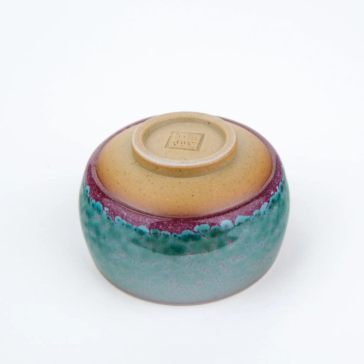 Huaning Pottery Handmade Cup - underside view to see the artist's stamp