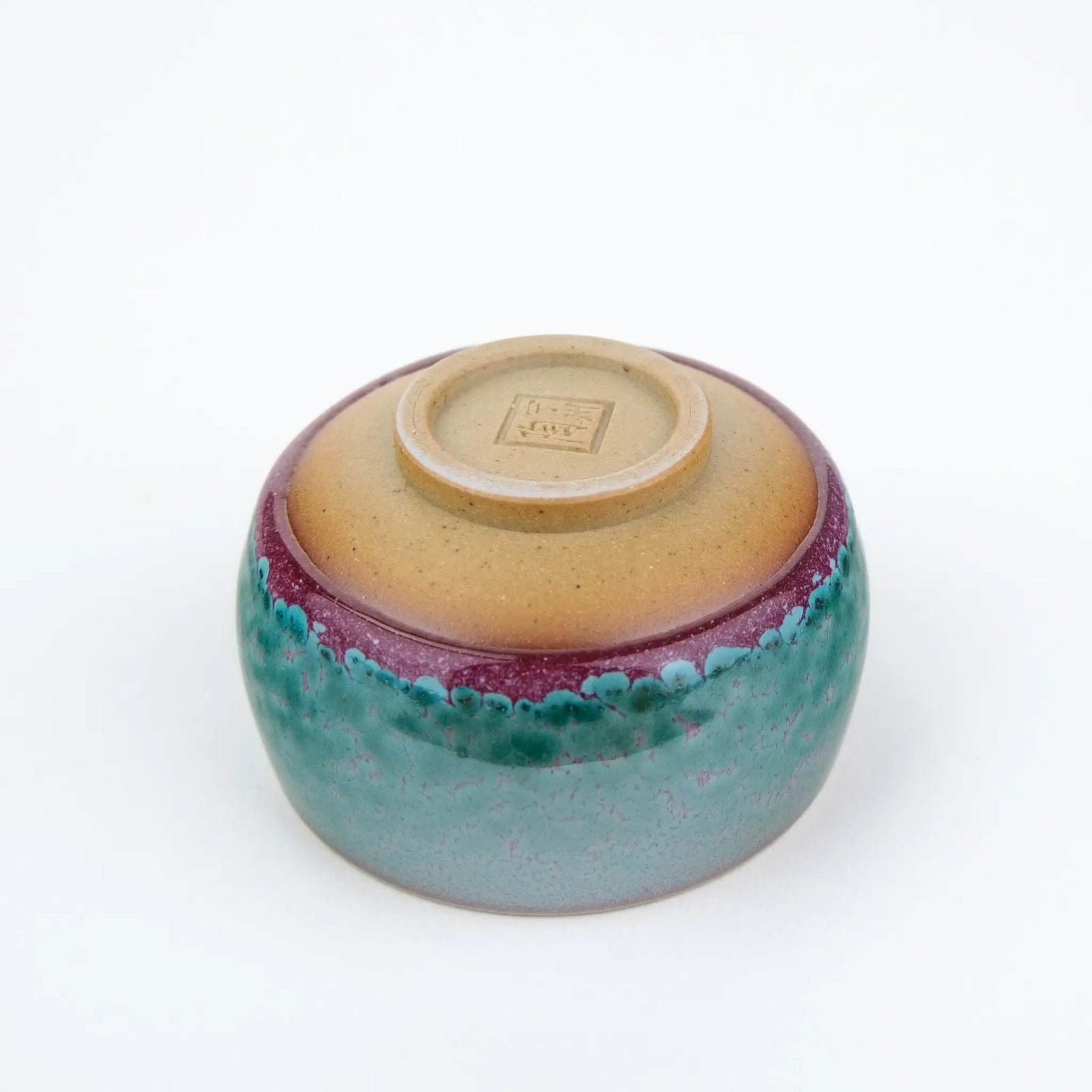Huaning Pottery Handmade Cup - underside view to see the artist's stamp