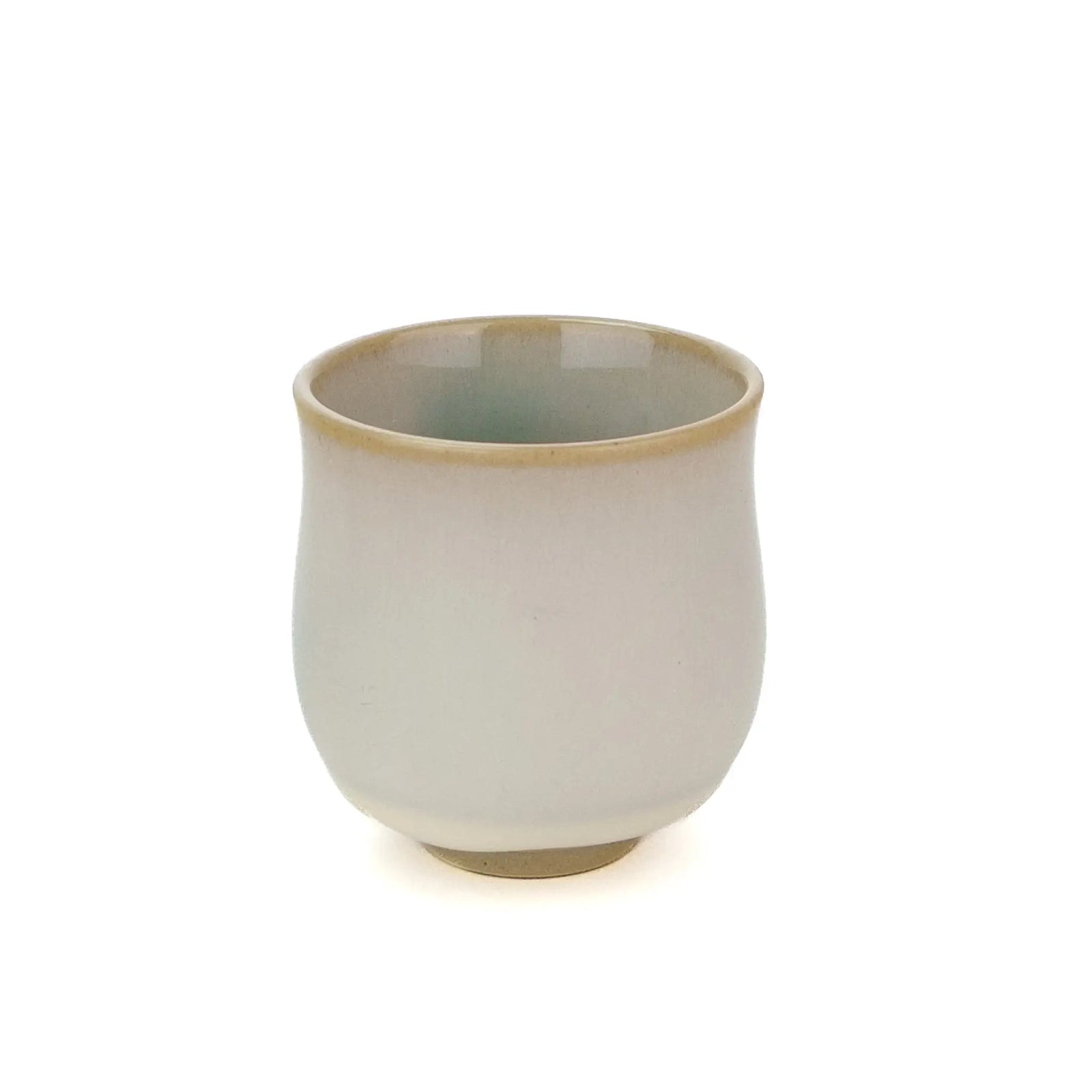 Huaning Pottery Handmade Gong Fu Tea Cup - White Cup with a bit of Blue in the glaze on the inside of the cup