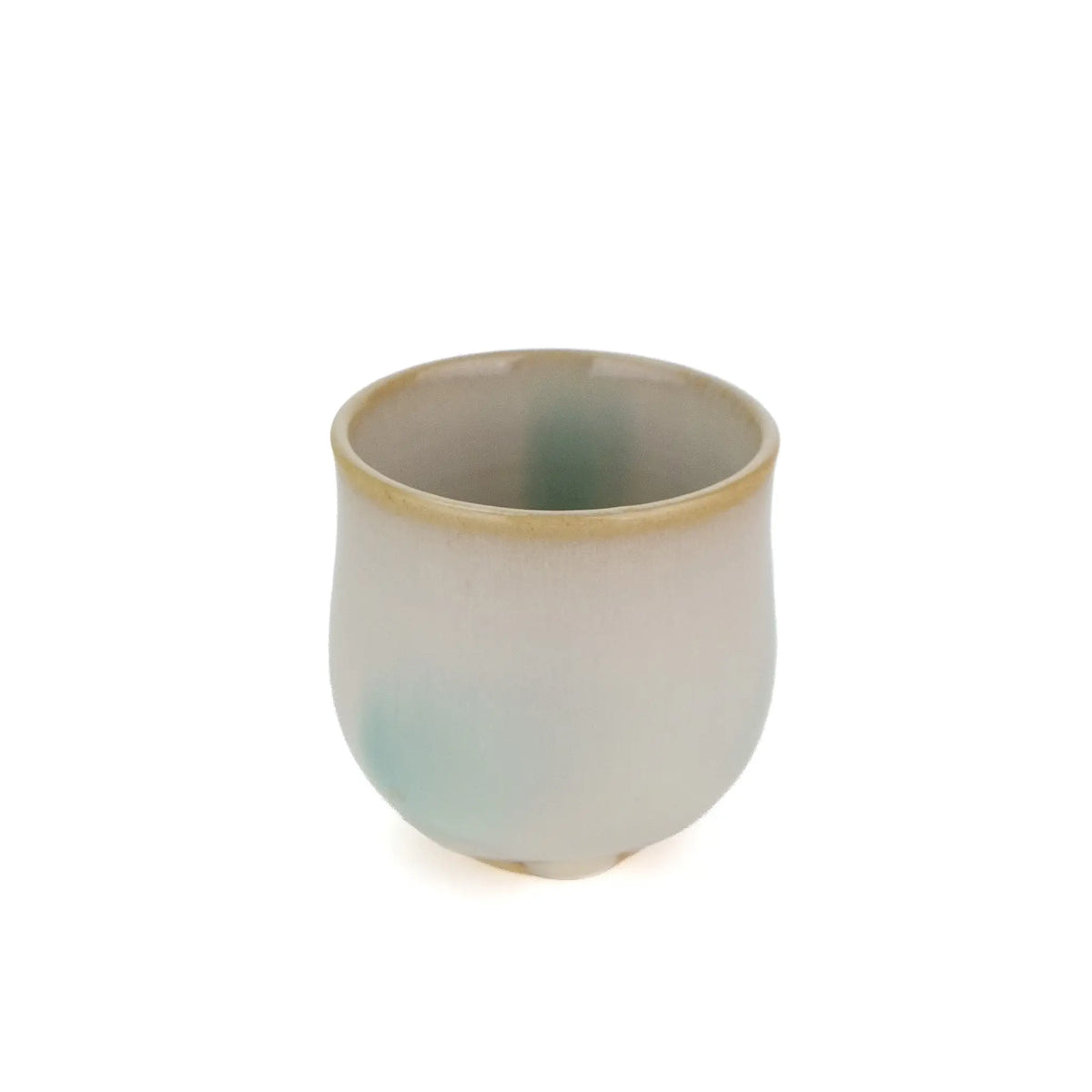 Huaning handmade cup #352 from slightly above, showing a blue-green streak inside