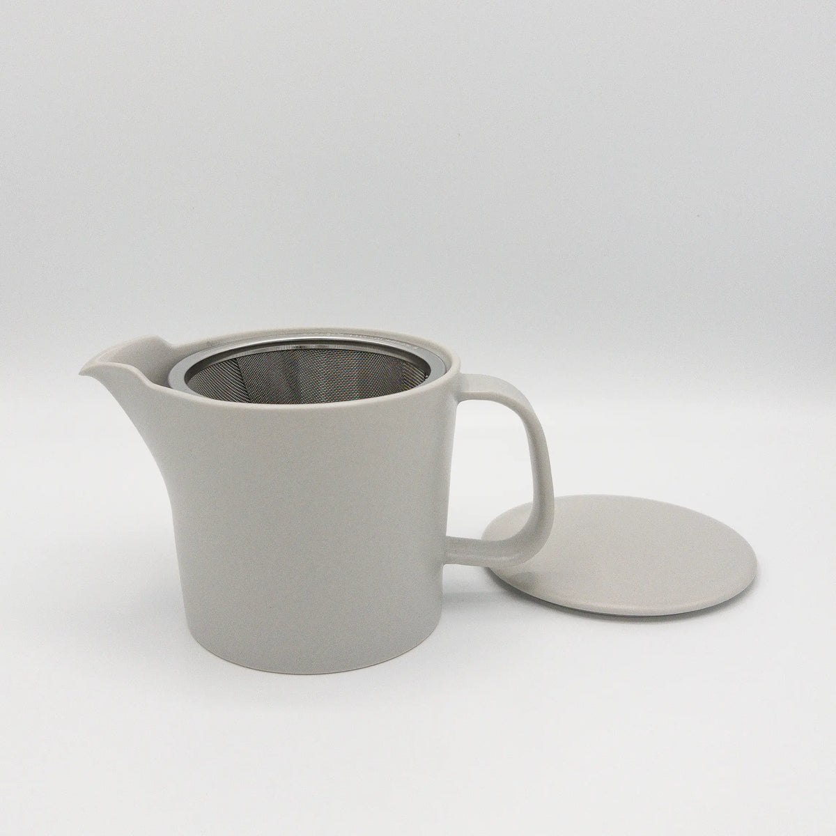 Light Grey Moment Teapot by Konare - Lid Off