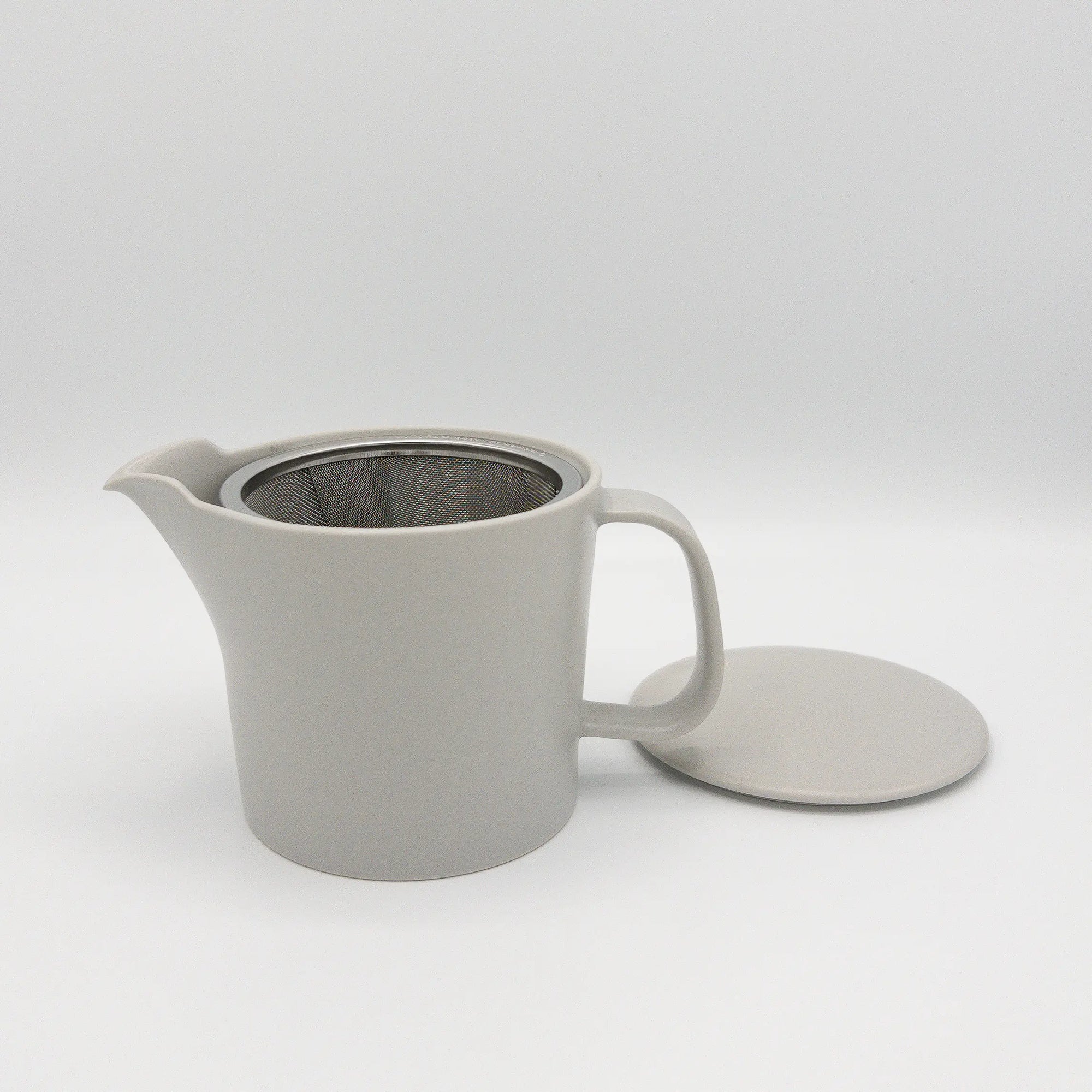 Light Grey Moment Teapot by Konare - Lid Off