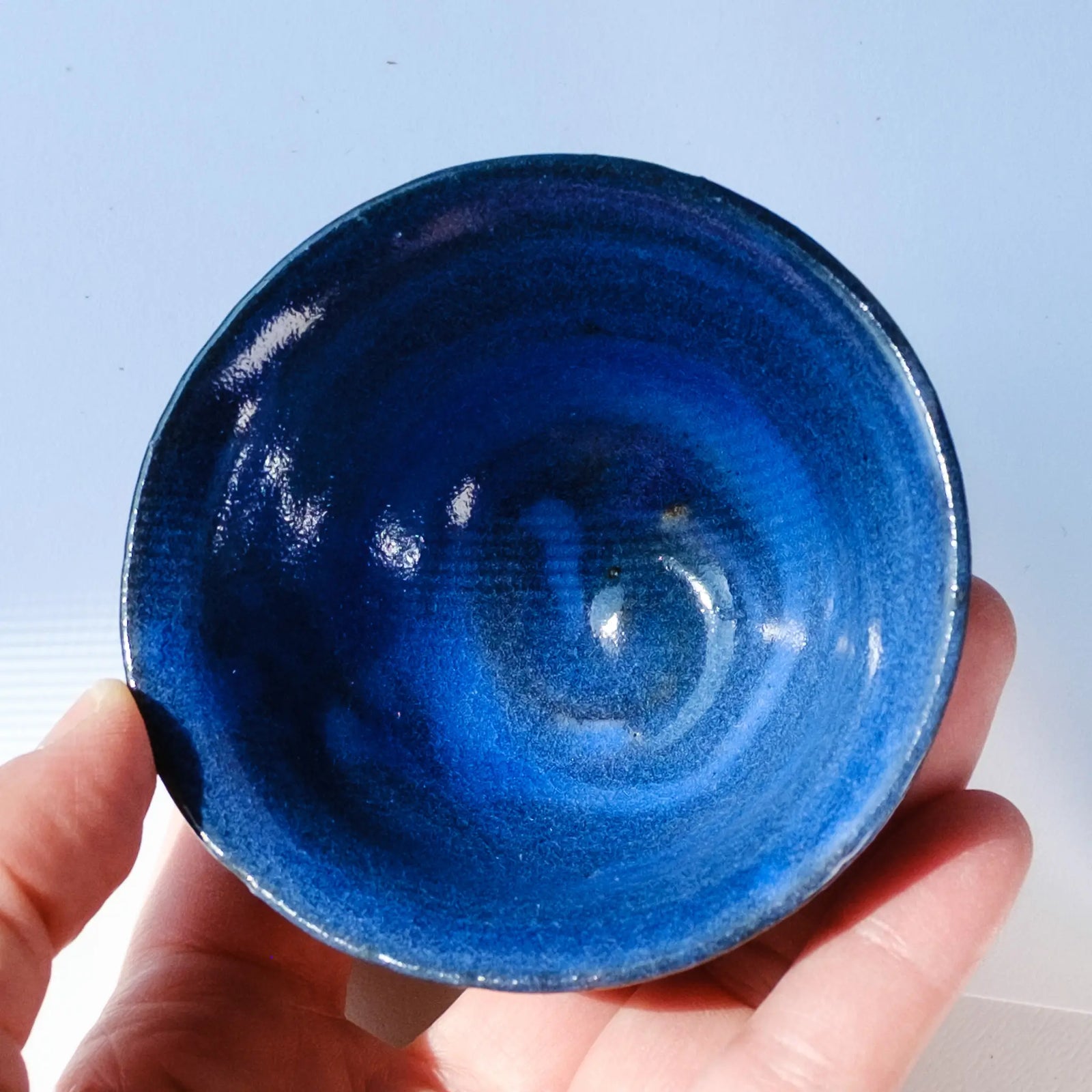 Blue ceramic Mark Mohler teacup - inside view