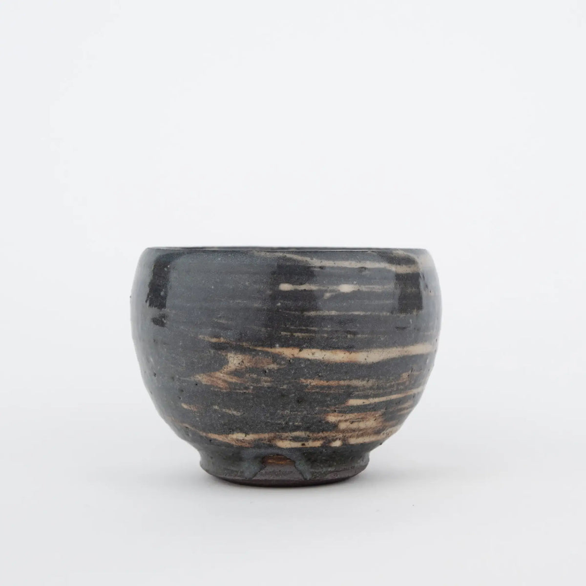 Handmade Tea Cup, grey with white swirl pattern