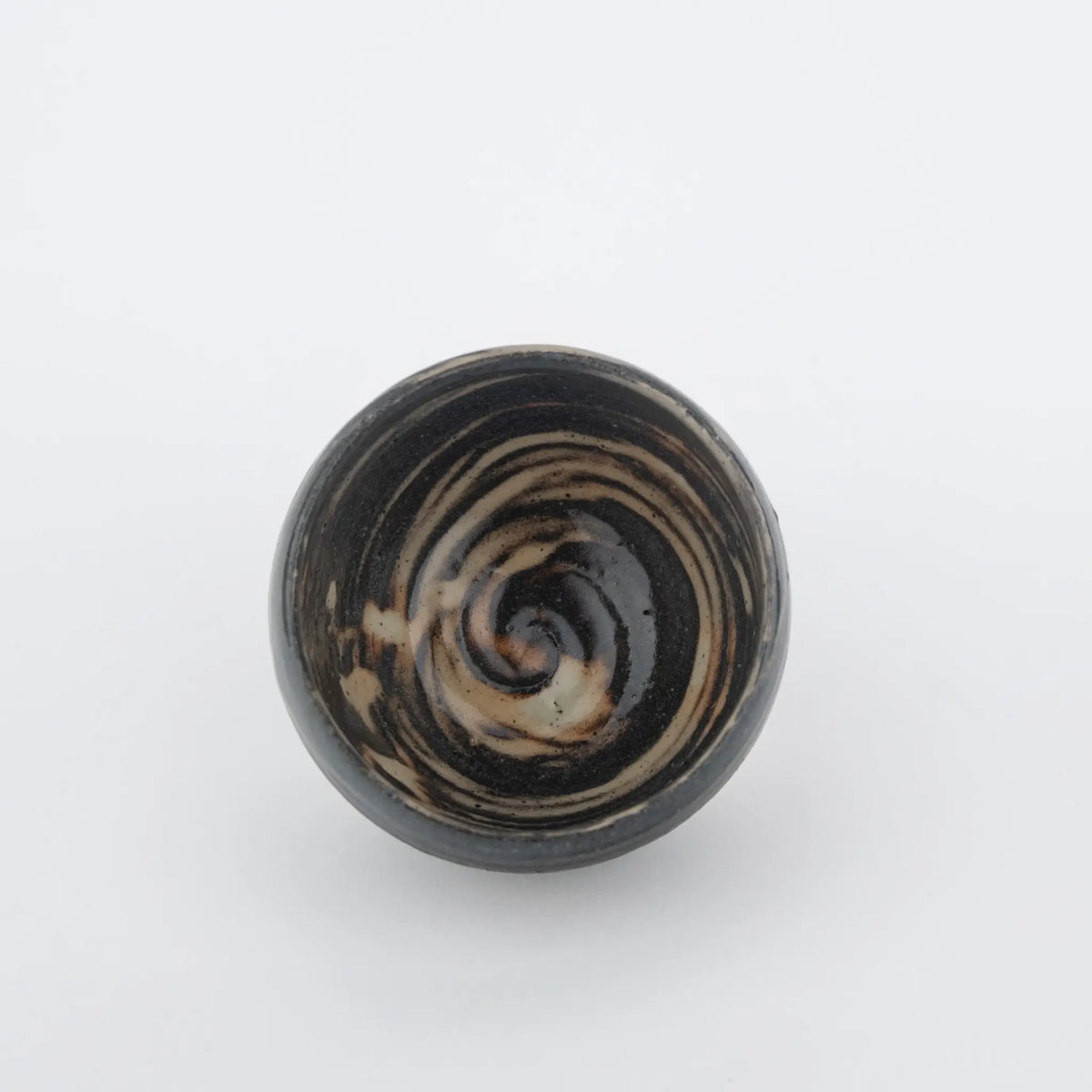 Handmade Tea Cup, grey with white swirl pattern