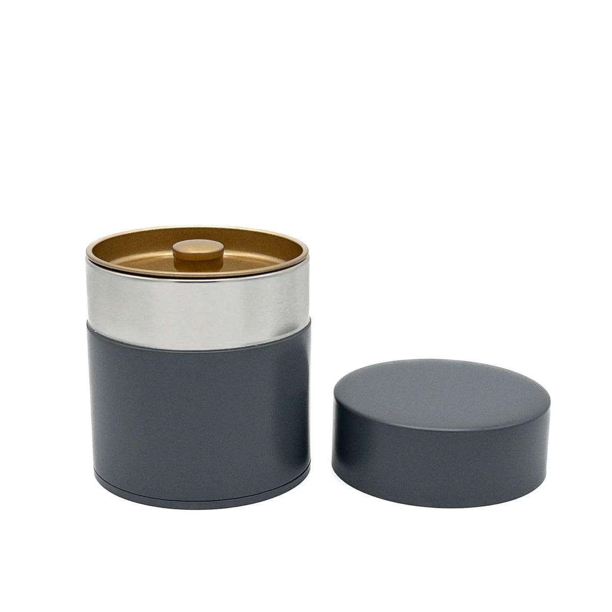 SALIU tea canister in light black tinplate with lid, 100g size