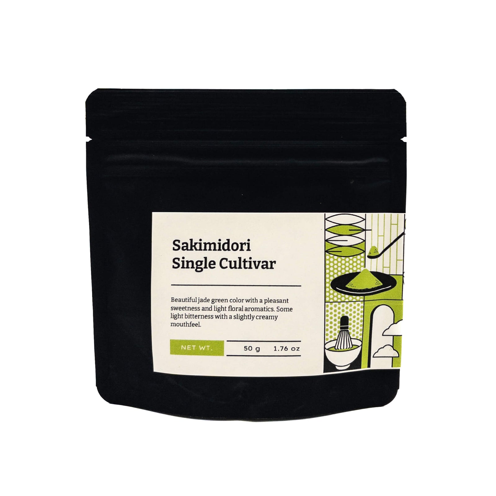 Sakimidori Single Cultivar Ceremonial Grade Matcha Bag on White Background