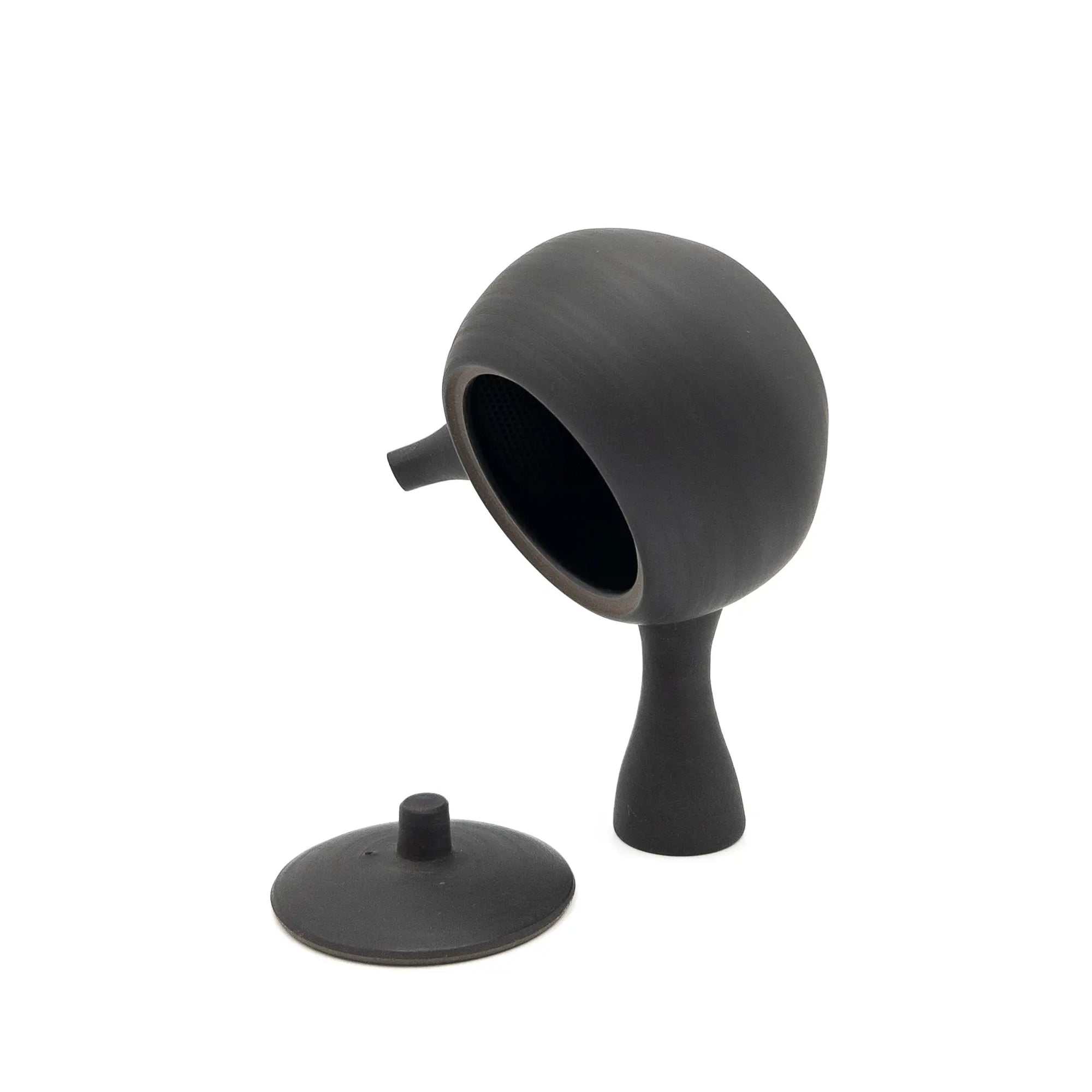 Black Japanese kyusu teapot on a white background