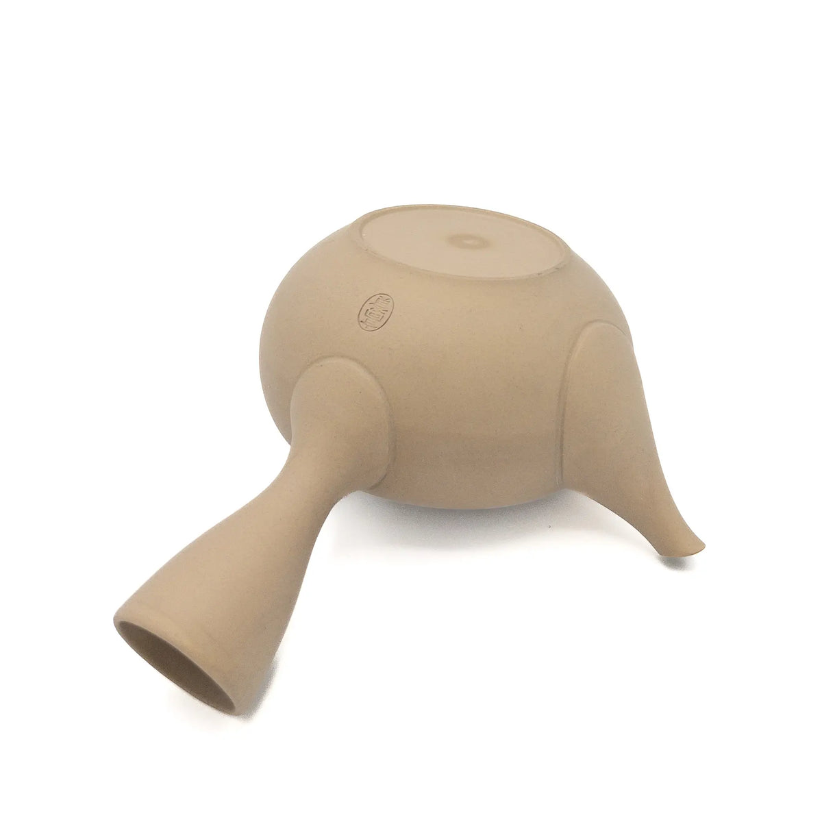 Beige Japanese teapot on a white background