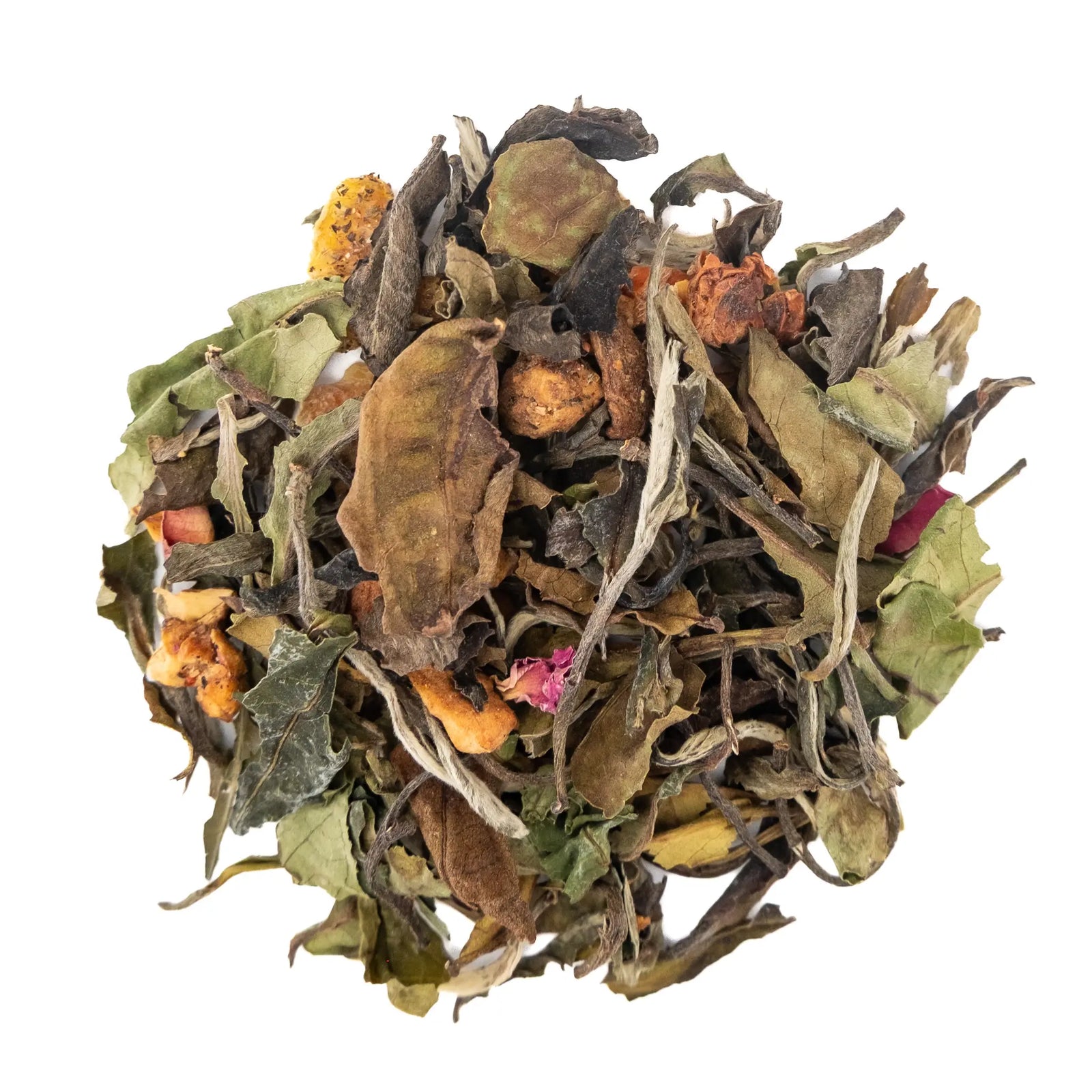 Watermelon White Tea in a tidy pile on white background