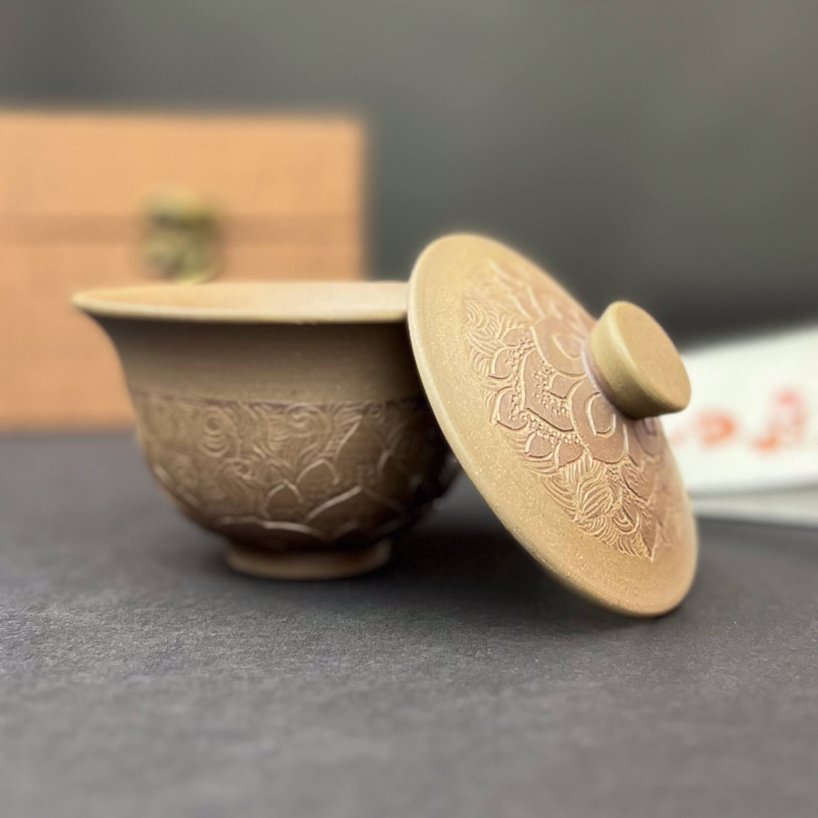 Dai Pottery Brown Lotus Gaiwan - 140 ml