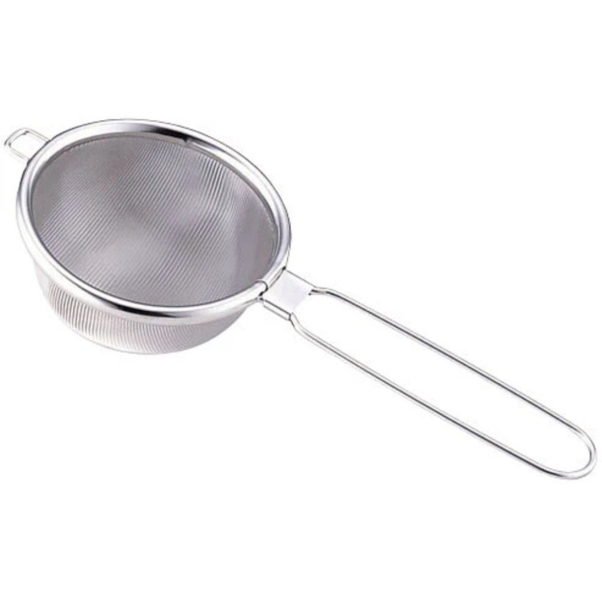 stainless steel matcha sifter on white background